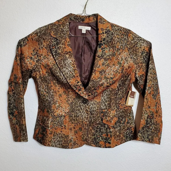 Coldwater Creek Womens Jacket Petite P14 Animal Print Tweed Jacket blazer - Picture 13 of 13